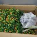 Giegxin 4 Pack 23.6'' Artificial Boxwood Topiary Ball Tree with Orange Fruit, Outdoor Faux Shrubs with Ground Spike No Maintenance Fake Bushes for Home Front Door Porch Fall Winter Garden Yard Decor