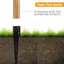 Fence Post Anchor Metal Ground Spike Heavy Duty Black Coated Powder Fences Stakes Posts Support Base for 4"x4" Mailbox or Fence Post, 24"x4"x4" Outer Dia (3.5"x3.5" Inner Dia), Pack of 4