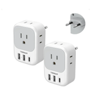 2 Pack European Plug Adapter USB C, TESSAN US to Europe Adapter 4 Outlets 3 USB Charger, Type C International Power Adaptor to Italy Spain France Portugal Iceland Germany, Europe Travel Essentials