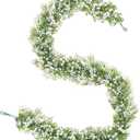 Dolicer 2 Pcs Babys Breath Artificial Flowers Vines, 5.9 FT Faux White Hanging Baby Breath Garland, Real Touch Fake Babys Breath Gypsophila for Wedding Party Backdrop Wall Home Decor (White Garland)