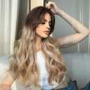 Clip in Extension 22 Inch Long Wavy Synthetic Seamless Curled Clips on Hair Extensions 4PCS Hairpieces Soft and Not Easily Knotted for Women Brown to Blonde