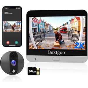 Bextgoo 2K Video Peephole Doorbell Camera with 64GB Memory Card, Door Peephole Video Doorbell with 4.3" Color Monitor, 8000mAh Battery, 170° Wide View, Smart Detection Alerts, Night Vision