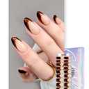 2 x Semi Cured Gel Nail Strips | Built-In Gel Top Coat | UV Light Required | Salon Quality, Easy Application And Removal (Leopard Goldtrim French)