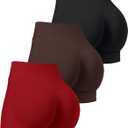OLCHEE Womens Workout Shorts Seamless Scrunch Butt Lifting 3 Pack Yoga Gym Athletic High Waisted Tummy Control Booty 4.1" Inseam - Black Brown Red Small