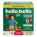 Hello Bello Dr. Seuss Baby Grinch Premium Diapers, Size 6 (35+ lbs), 42ct Plus Bonus Wipes: Softness & Protection for Sensitive Skin
