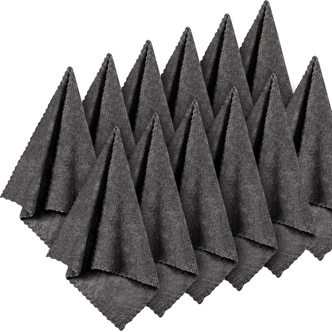 Syhood 12 Pieces Face Wash Cloth 12 x 12 in Makeup Remover Cloths Towel Coral Velvet Facial Microfiber Soft Fast Drying Facial Cleansing Towel for Face(Dark Grey)