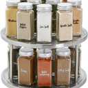 Juvale 2-Tier Lazy Susan Spice Rack Organizer for Cabinet - 10.5 in, Stainless Steel - Kitchen Countertop Organizer & Spice Carousel for Pantry Organization