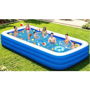 Extra Large Inflatable Pool for Adults, 145" x 74" x 22" Oversized Blow Up Family Swimming Pool, Durable Thickened Above Ground Pool for Backyard, Outdoor, Garden, Summer Water Party