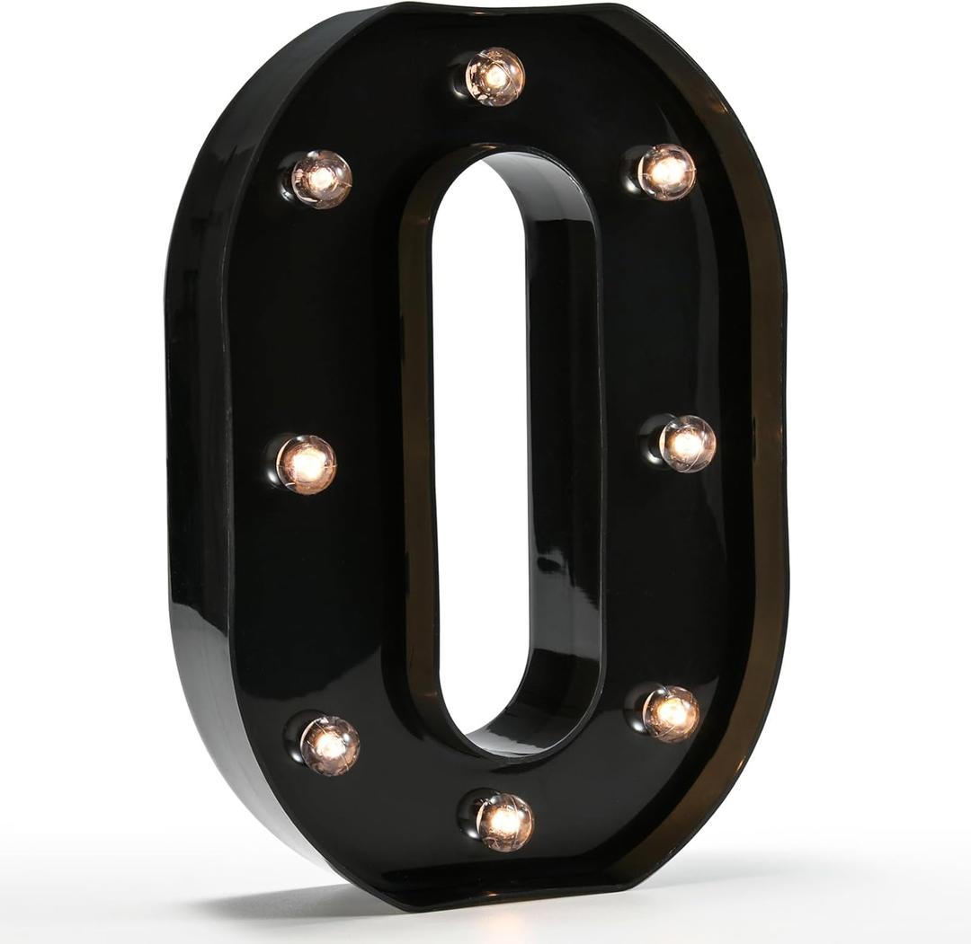 OYCBUZO Light Up Black Alphabet Marquee Letters Sign LED Marquee Number Lights Sign for Night Light Home Bar Christmas Lamp Birthday Party Wedding Decoration O