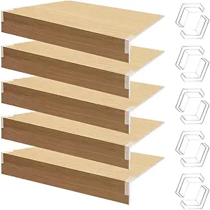 5Pcs Wire Shelf Covers 48 x 12 inch, Oak Wire Rack Covers for Shelves, 1.6" High Shelfs Liner for Pantry, Moisture Durable Plastic Shelf Cover for Wires Shelving Kitchen Closet Bathroom Office