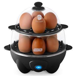Dash Deluxe Egg Cooker - Boiler, Poacher & Steamer - Includes Measuring & Recipe Guide - Dishwasher Safe - BPA Free - Holds 12 Eggs, Black