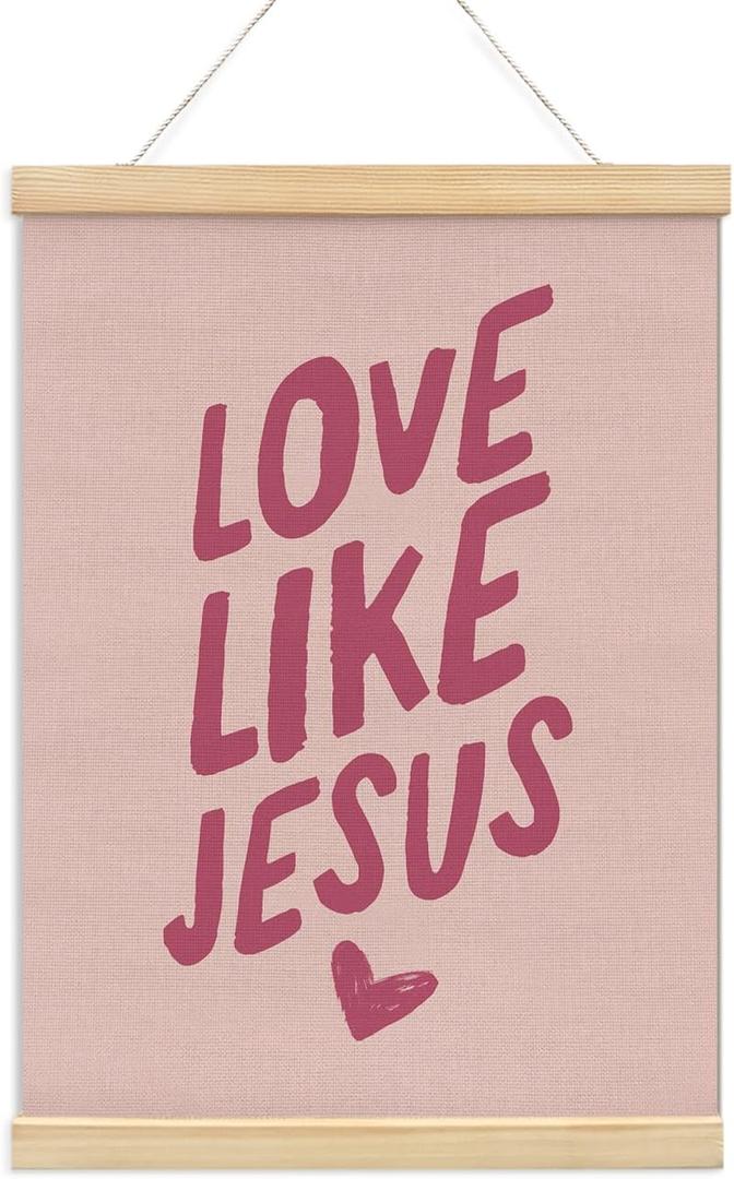Christian Nursery Wall Art, Love Like Jesus Bible Verse Poster Hanger Frame, 12x16 Inch | Bible Verses Decor for Nursery Baby & Kids Room, Jesus Wall Decor, 12x16 inch