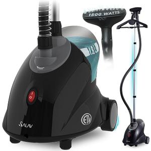 SALAV GS18-DJ Standing Garment Steamer with Roll Wheels for Easy Movement, 1.8L Water Tank for 1 Hour Continuous Steaming, Adjustable Pole for Storage, Includes Descaler Packet, 1500 watts