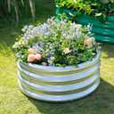 Land Guard Galvanized Raised Garden Bed 2Pcs, Planter Raised Garden Beds Outdoor, Round Clearance Raised Garden Beds for Gardening Vegetables 4x4x1ft……