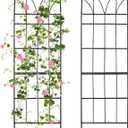 Garden Trellis for Climbing Plants Outdoor, 62"X15" Metal Garden Trellises, Decorative Garden Fencing Flower Trellis with Durable Powder Coating for Vines, Vegetable Support, Black (2, Pattern-B)
