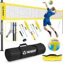 Portable Volleyball Net for Backyard: Patiassy Heavy Duty Professional Outdoor Set with Adjustable Aluminum Poles Winch System Steel Stakes Anti-Sag Design Pump and 1680D Carry Bag for Beach Grass