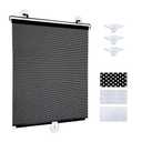 Yoebor No Drill Blackout Blind Shade with 3 Suction Cups, Black 50% Shade Temporary Portable Roller Window Curtain for Home Office Car, W22.8 x L49.2