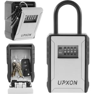 Key Lock Box, UPXON Extra Large Key Storage Box with Resettable Code, 4 Digit Combination Lock Box for Car Keys, House Keys, Weatherproof Wall Mount Key Box for Home, Hotels, Airbnb, Schools 1 Pack