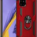 Dionsibei Military Grade Drop Impact for Samsung Galaxy A51 4G Case Metal Rotating Ring Kickstand Holder Magnetic Car Mount for Galaxy A51 4G Phone Case Red
