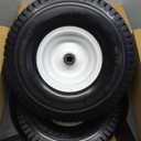 15x6.00-6 Flat Free Lawn Mower Tire and Wheel, Comes with Tire Saver Ramp, 15x6-6nhs Riding Mowers Lawn Tire and Wheel with 3/4" Bearing, 3" Centered Hub, 2 Pack