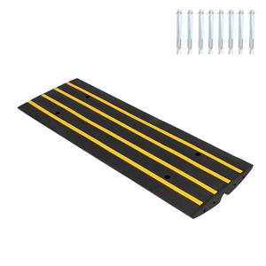 48" Driveway Ramp, 1 Pack Heavy Duty Rubber Curb Ramps for Cars, SUVs, Trucks | Low Profile Design with Water Drainage Channel | Garage & Sidewalk Transition Solution