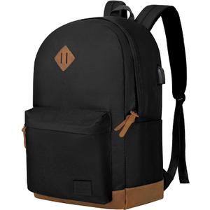 Goloni Classic Backpack with USB Charging Port,Water Resistant Anti-Theft Travel Backpack for Men & Women,Laptop Backpack,Fits 17.3 Inch Laptop,Black