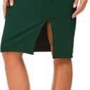 EXCHIC Womens Pencil Skirt Bodycon Business Skirt Side Slit Hem (Green, XS)