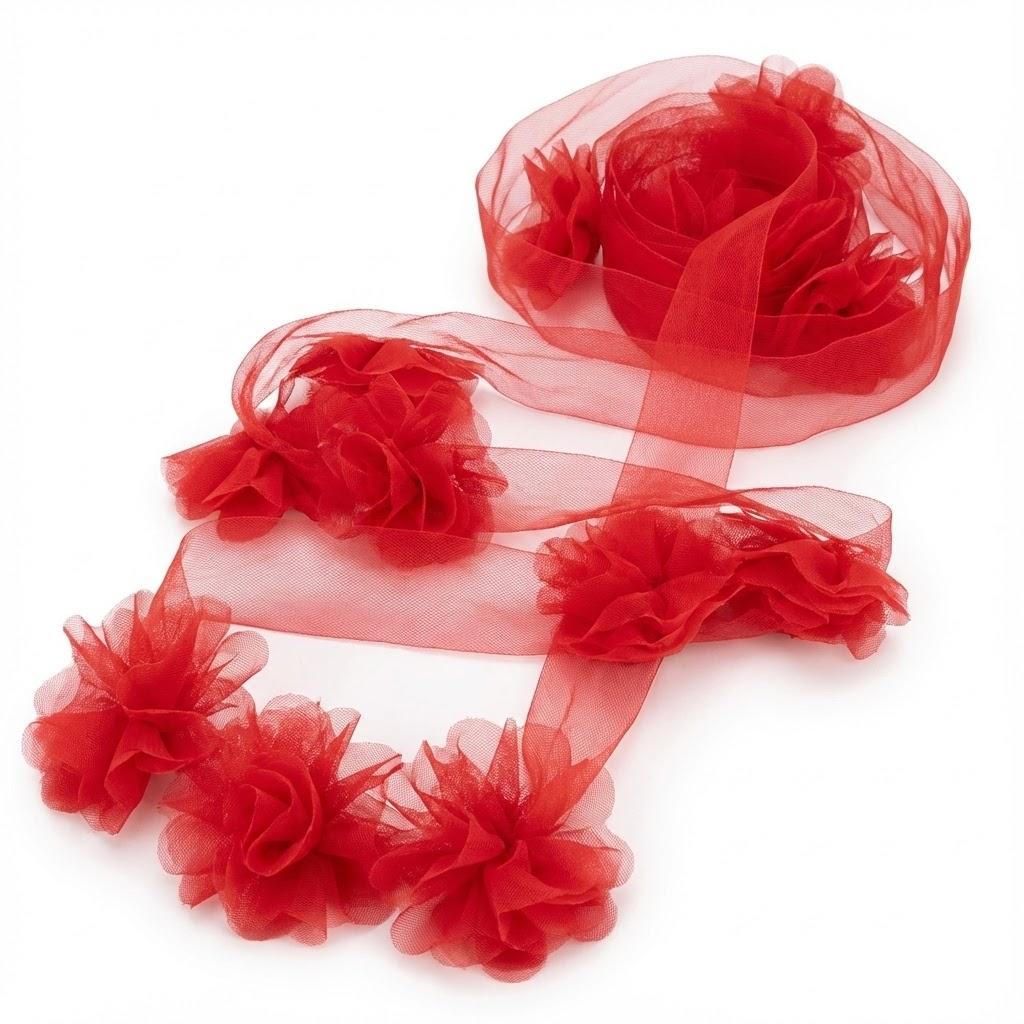 Suncalla 9 ft Christmas Tree Ribbon Bows Garland Decor Red Mesh Ribbon Garland Xmas Decoration Wreath Bow for Christmas Party Gift Stairs Mantle Front Door Wedding Holiday Decor Pack of 3