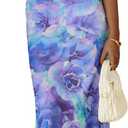 PRETTYGARDEN Women's Floral Bodycon Maxi Dress Summer Beach Sundress Sleeveless Spaghetti Strap Wedding Guest Dress (Purple, M)