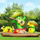 DomKom 6FT Cinco De Mayo Inflatables Fiesta Party, Blow up Outdoor Decorations Cactus Avocado Taco Mexican Party May 5 Sombreros Built-in LEDs Light Fiesta Maracas for Garden Lawn Yard