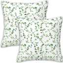 Botanical Throw Pillow Covers 18x18 Inches Set of 2 | Green Leaf Vine Minimalist Cushion Cases | Farmhouse Pillowcases for Living Room Couch Sofa Bed | Spring Summer Home Decor