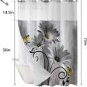 Hookless Shower Curtain with Snap in Liner, Grey No Hook Shower Curtains for BathroomShower Curtain and Liner Set for Bathroom Decor,Waterproof & Washable,72W x 75L Inch