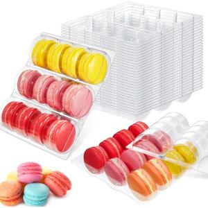 Sherr 12 Pcs Macaron Boxes Clear Plastic Macaron Storage Containers Macaroon Packaging Display Trays for Cookie, Wedding, Party Gifts