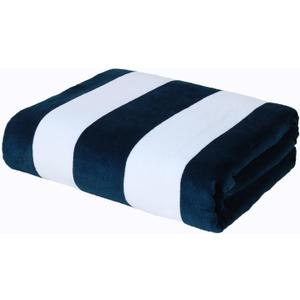 Exclusivo Mezcla Cotton Oversized 35x70 Inches Cabana Stripe Beach Towel, Super Absorbent Soft Plush Pool Bath Towel (Dark Navy)