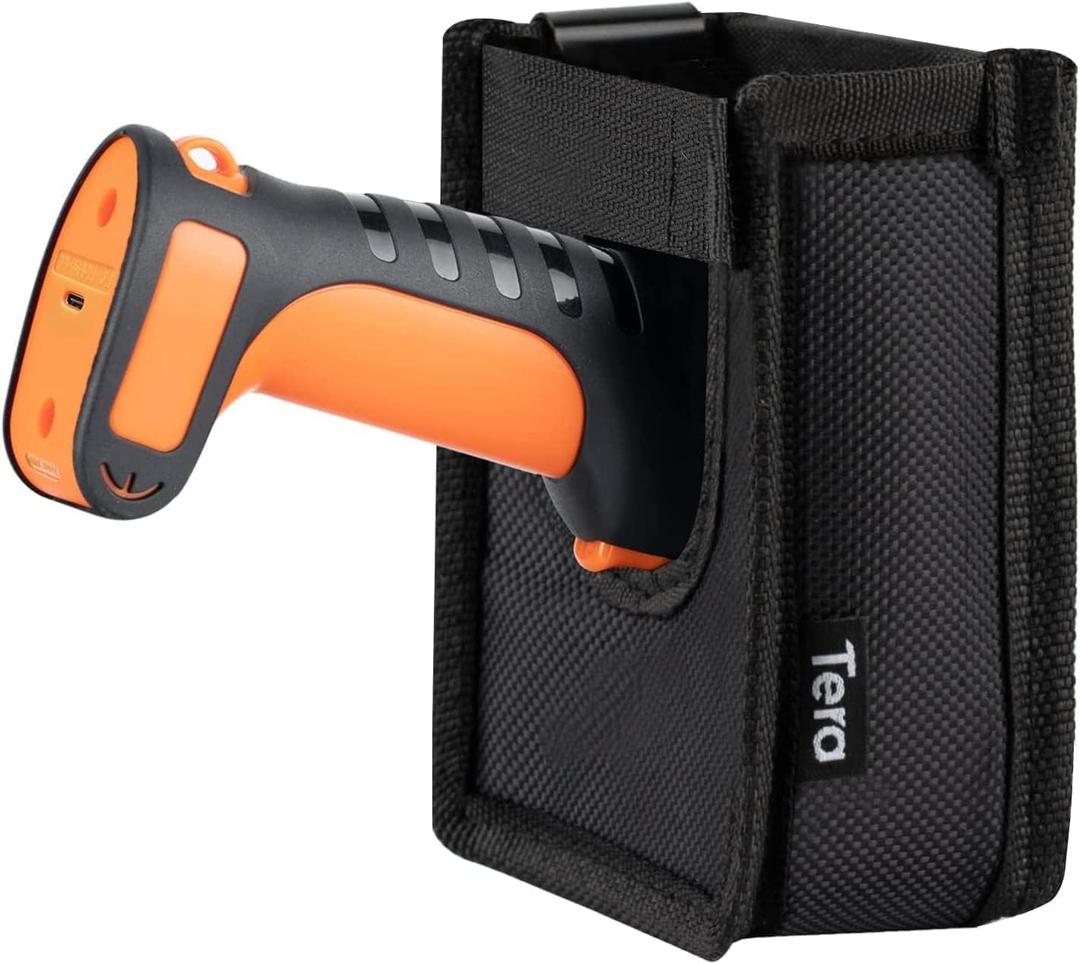 Tera Universal Barcode Scanner Holster Portable Handheld Bar Code Reader Carrying Case with Metal Belt Clip Hook and Loop Tape for Warehouse Logistic Manage Inventory Supermarket