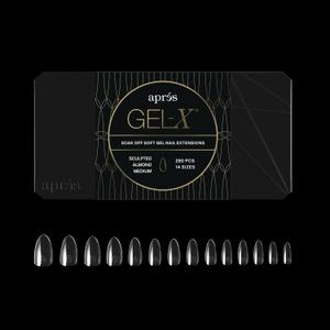 Apres Gel-X Almond Box of Nail Tips | 280 Gel-X Tips, Soft Tips, 14 Sizes 00-9 | Half-sizes Included (Sculpted Almond Medium, 280 Count)
