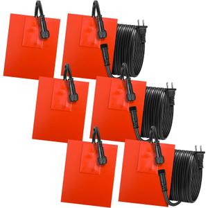 Threlaco 6 Pcs Silicone Car Engine Block Heater 4 x 5in 120V 150W Self Adhesive Oil Pan Heater Pad with 194F Thermal Protector Silicone Heating Pad for Automotive Engine Accessories