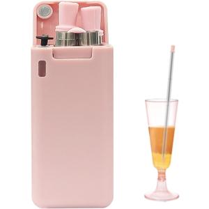 Pink Foldable Reusable Straws with Case, Stainless Steel Collapsible Straws with Silicone Tips and Cleaning Brush, Portable Folding Drinking Straw Set for Travel, Home & Office