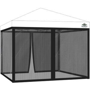 10x10 ft Mosquito Netting for Pop Up Canopy, Universal Bug Screen Tent Enclosure, Outdoor Canopy Mesh Net with Zipper Doors for Camping, Patio, Backyard (Netting OnlyBlack)