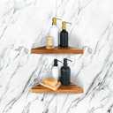 ENKEZI Acacia 2,3 Tiers Corner Shower Shelf, Triangular Corner Shelf Wooden Bathroom Shelf for Tiled Wall, Shower Corner Shelf, No Drilling Requied (2)