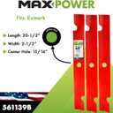 MaxPower 561139B Heavy Duty 3 Blade Set for 60" Cut Exmark, Replaces OEM no. 103-6403, 103-6403-S, 140-1240