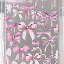 NITITOP Compatible with iPhone 11 Pro Max Case Mirror Cute Silk Ribbon Bow Knot Pattern for Girls Women Bowknot Ultra Slim with Bumper Protector Soft TPU Silver Protective Cover - Pink