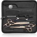 JASON Hair Cutting Scissors Set - 10-Piece Hair Thinning Texturizing Shears Straight for Men, Women & Home Salon RoseGold 6.0"