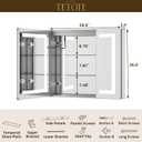 TETOTE LED Lighted Medicine Cabinet with Lights 30 x 26 Recessed or Surface Mount Cabinet Mirror for Bathroom Wall, 2 Door Tempered Glass Led Vanity Cabinet, Outlets & USB, 3-Color Dimming, Anti-Fog