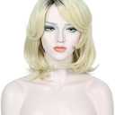 Linfairy Short Halloween Costume Cosplay Wig for Women (Blonde Ombre)