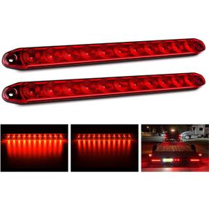 Nilight 2PCS 16Inch 11 LED Red Trailer Light Bar for Parking Stop Turn Signals Tail Brake DOT Compliant IP65 Waterproof Truck ID Marker