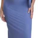 Motherhood Maternity Women's Short Sleeve Crew Neck Side Tie Detail Midi Casual Pregnancy Dress (Medium, Thyme)