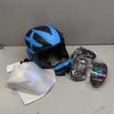Motocross Helmet,Youth Adult ATV Dirt Bike Motorcycle Helmet,BMX 4-Wheeler Off-Road Mountain Bike Helmet,DOT Certified,W/Gloves Goggles Mask 4-Piece Set (X Blue, Small)