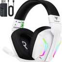 Wireless Gaming Headset for PC, PS5, PS4, Switch, Mac, 2.4GHz Wireless Gaming Headphones with ENC Noise Canceling Microphone, Bluetooth 5.4, Cool Lighting, 50H Battery, 50mm Drivers (Shadow White)