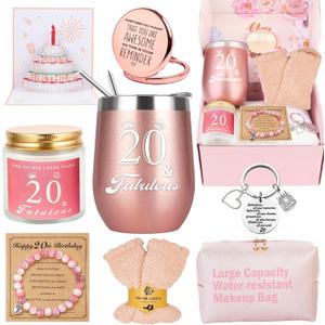 20th Birthday Gifts For Girls, Happy 20th 20 Year Old Girl Birthday Basket Gifts Box for Best Friends Female Daughter Sister Her Girlfriend Coworker Bestie Women Birthday Unique